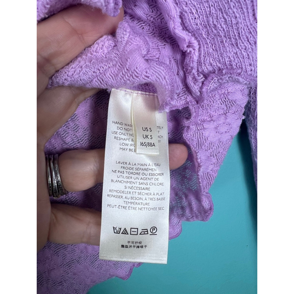 Free People Orchid Lula Thermal Top | Waffle Knit Lettuce Edge Long Sleeve | S - Picture 4 of 7